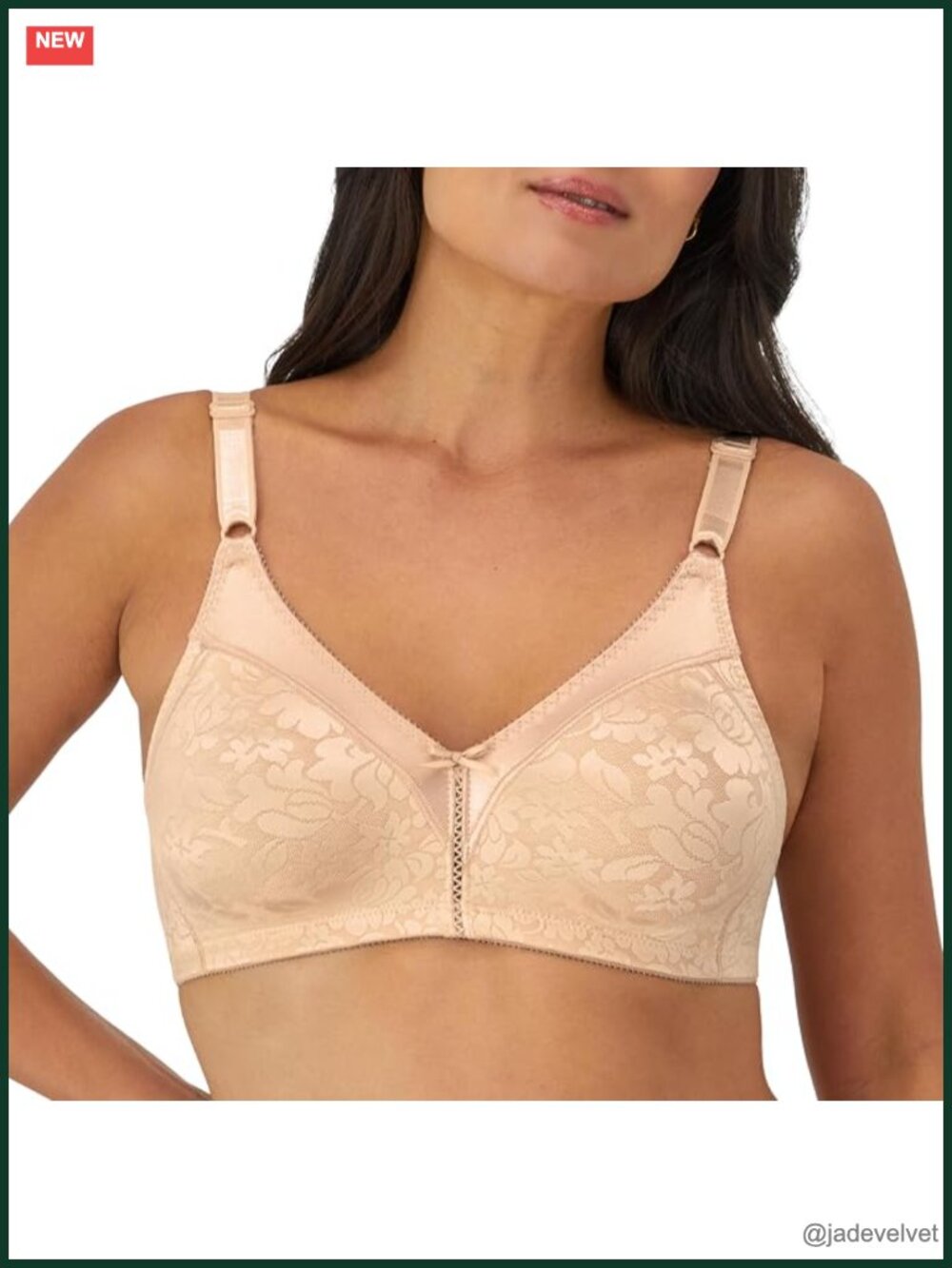Wireless Lace Bra, Double Support, Full Coverage, Stay-in-Place Straps,